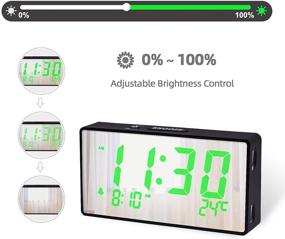 img 1 attached to ⏰ Bedroom Digital Alarm Clock | LED Clock with Mirror Surface | 12/24Hr, Adjustable Brightness & Alarm Volume, Snooze, Sleep Timer