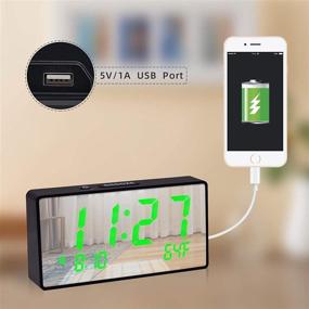 img 2 attached to ⏰ Bedroom Digital Alarm Clock | LED Clock with Mirror Surface | 12/24Hr, Adjustable Brightness & Alarm Volume, Snooze, Sleep Timer