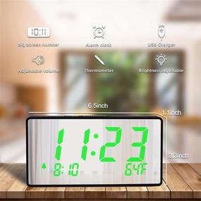 img 3 attached to ⏰ Bedroom Digital Alarm Clock | LED Clock with Mirror Surface | 12/24Hr, Adjustable Brightness & Alarm Volume, Snooze, Sleep Timer