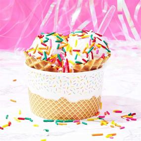 img 3 attached to 🍨 Ice Cream Party Dessert Bowls with Neon Plastic Spoons - 100 Pack, 8 oz.