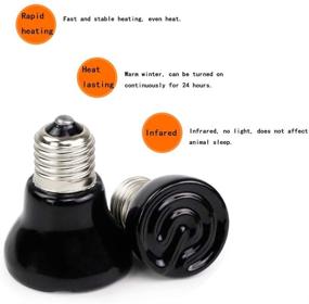 img 1 attached to 🔥 Premium 50w Reptile Heat Lamp Bulb 2 Pack - Pet Infrared Ceramic Heat Emitter for Brooder Coop, Lizard, Lambs, Snake - No Light, Black