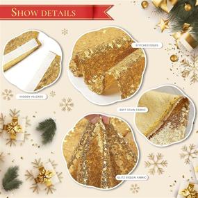 img 2 attached to 🎄 Shimmering Gold Glitter Christmas Tree Skirt - 36 Inch Round Sequin Tree Mat: Perfect Xmas Party Holiday Decorations!