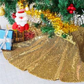 img 4 attached to 🎄 Shimmering Gold Glitter Christmas Tree Skirt - 36 Inch Round Sequin Tree Mat: Perfect Xmas Party Holiday Decorations!