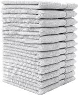 bumble luxury wash cloth set - 12” x 12” premium, ultra soft, 🧼 highly absorbent 800 gsm heavy weight combed cotton - light grey, 12 pack washcloths logo