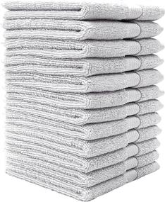 img 4 attached to Bumble Luxury Wash Cloth Set - 12” x 12” Premium, Ultra Soft, 🧼 Highly Absorbent 800 GSM Heavy Weight Combed Cotton - Light Grey, 12 Pack Washcloths