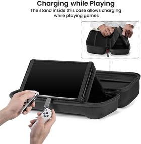 img 1 attached to 🎮 tomtoc Carrying Case for Nintendo Switch/OLED Model: Large Travel Case with 24 Game Cartridges, Compatible with Console, Pro Controller, Stand - Black