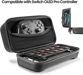 img 3 attached to 🎮 tomtoc Carrying Case for Nintendo Switch/OLED Model: Large Travel Case with 24 Game Cartridges, Compatible with Console, Pro Controller, Stand - Black