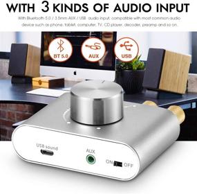 img 1 attached to Nobsound Mini Bluetooth 5.0 Power Amplifier - Stereo Hi-Fi Digital Amp 2.0 Channel 50W×2 with AUX/USB/Bluetooth Input - Wireless Audio Receiver - PC Sound Card incl. Power Supply (Silver)