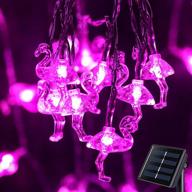 🦩 enhance your outdoor ambiance with 21ft pink flamingo solar string lights: 8 lighting modes, waterproof, ideal for patio, terrace, camping & christmas decoration логотип