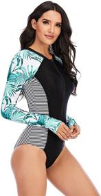 img 1 attached to 👙 YATEEN Women's UPF 50+ Rash Guard One Piece Long Sleeve Swimsuit: Zipper Closure for Maximum Protection