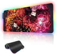 🐇 vibrant rgb anime mouse pad featuring demon slayer tanjiro and nezuko - extra large size for perfect gaming setup, with stitched edge frame & non-slip rubber base - glowing desk pad for laptop, keyboard, and mice - 31.5x11.8 inches logo