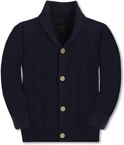 img 2 attached to Premium Quality Gioberti Kids and Boys Shawl Collar Cardigan: 100% Cotton Knitted Sweater