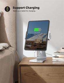 img 2 attached to 📱 Lamicall 360 Degree Rotating Tablet Stand - Adjustable Holder Dock for iPad Pro, Kindle, and More - Silver