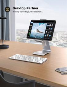 img 1 attached to 📱 Lamicall 360 Degree Rotating Tablet Stand - Adjustable Holder Dock for iPad Pro, Kindle, and More - Silver