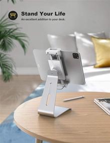 img 3 attached to 📱 Lamicall 360 Degree Rotating Tablet Stand - Adjustable Holder Dock for iPad Pro, Kindle, and More - Silver