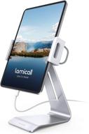 📱 lamicall 360 degree rotating tablet stand - adjustable holder dock for ipad pro, kindle, and more - silver logo