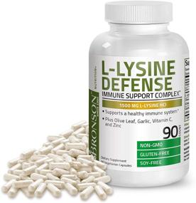 img 4 attached to 💪 Bronson L-Lysine Defense Immune Support Complex 1500MG - L-Lysine, Olive Leaf, Garlic, Vitamin C and Zinc - Non-GMO, 90 Veg Caps