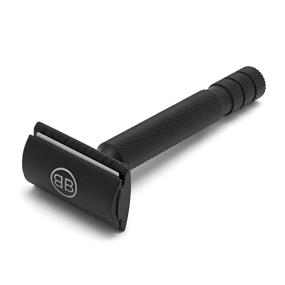 img 2 attached to Satin Black Double Edge Safety Razor with Extended Weight and Enhanced Kit: 10 Stainless Steel Blades + Leather Pouch