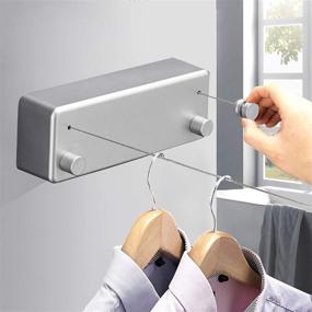img 2 attached to 👕 Bakala Retractable Stainless Steel Double Rope Clothesline - Space-Saving Laundry Line for Balcony, Bathroom - Adjustable Indoor Drying Line, 13.8 Feet (Grey)