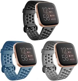 img 4 attached to 🔧 Soft Silicone Replacement Bands for Fitbit Versa Series - Compatible with Fitbit Versa/Versa 2/Versa Lite - Stylish Sport Wristbands for Women and Men