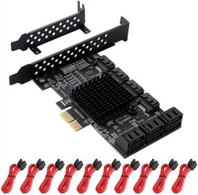 img 4 attached to 🔌 ELIATER PCIe SATA Card 10 Port with Cables: SATA III 6 Gbps Expansion Controller for Desktop PC, ASM1062+JMB585 Chip