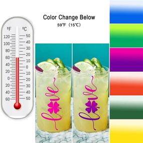 img 3 attached to 🌬️ Cold Color Change Vinyl Pack Craft Adhesive Vinyl 12"x12" - Assorted 6 Colors: Frost to Blue, Yellow, Orange, Green, Pink, and Red