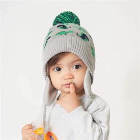 img 3 attached to Warm and Cozy: Connectyle Toddler Boy Knit Earflap Beanie Hat for Kids - Fleece Lined Winter Hat