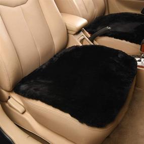 img 3 attached to 🐑 Genuine Sheepskin Auto Seat Pad: MLOVESIE Australian Soft Wool Seat Cover for Maximum Comfort and Warmth, Non-Slip Backing, Universal Fit - 19.2 inch x 19.2 inch (Black)