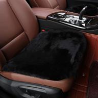 🐑 genuine sheepskin auto seat pad: mlovesie australian soft wool seat cover for maximum comfort and warmth, non-slip backing, universal fit - 19.2 inch x 19.2 inch (black) logo