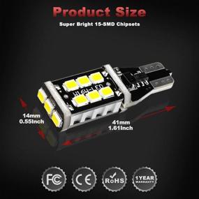 img 4 attached to 💡 Yorkim 912 921 LED Bulb, High Power 2835 15-SMD Chipsets Backup Light Bulbs, Extremely Bright Error Free T15 906 W16W for Reverse, Tail, Brake Lights, 6000K White, Pack of 4