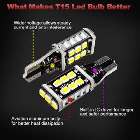 img 1 attached to 💡 Yorkim 912 921 LED Bulb, High Power 2835 15-SMD Chipsets Backup Light Bulbs, Extremely Bright Error Free T15 906 W16W for Reverse, Tail, Brake Lights, 6000K White, Pack of 4