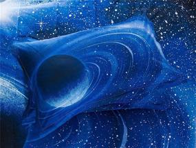 img 1 attached to 🌌 Galaxy-Themed Comforter Set: Twin Size, Night Blue, 3-Piece with 2 Matching Pillows