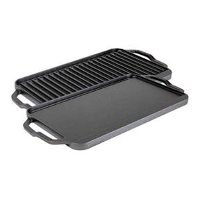 img 1 attached to 20x10 Inch Lodge Chef Collection Reversible Grill/Griddle - Premium Cast Iron Cookware for Stovetop Burners or Campfires, Built to Last a Lifetime