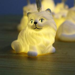 img 1 attached to 🐱 Whimsical Persian Cat String Lights: Battery-Powered 10 LEDs for Kids Party Decoration