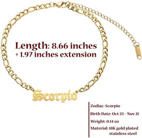 img 3 attached to 🎁 Браслет-анклет с буквами Зодиака Zealmer: потрясающий подарок на день рождения из золото покрытой нержавеющей стали в древнеанглийском стиле.
