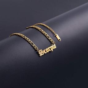 img 2 attached to 🎁 Zealmer Zodiac Letter Anklet: Stunning Old English Gold Plated Stainless Steel Birthday Gift