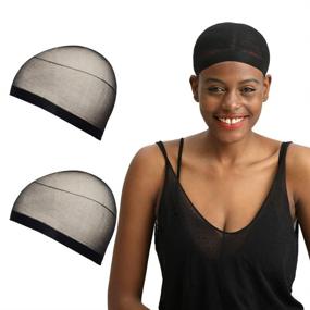 img 4 attached to 🎭 REECHO 2-Pack Black Wig Caps - One-Size Halloween Costume Cosplay Accessory Stocking Nylon for Women and Men