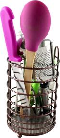 img 1 attached to 🍴 Bronze Mesh Bottom Kitchen Cutlery Holder & Utensil Caddy: Dependable and Stylish!