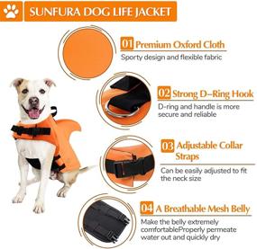 img 2 attached to SUNFURA Dog Life Jacket with Shark Fin, Swimming Vest Offering Superior Buoyancy, Rescue Handle – Ideal for Small, Medium, and Large Dogs (Orange, Large)