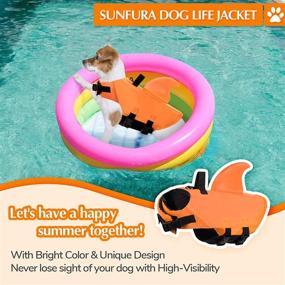 img 3 attached to SUNFURA Dog Life Jacket with Shark Fin, Swimming Vest Offering Superior Buoyancy, Rescue Handle – Ideal for Small, Medium, and Large Dogs (Orange, Large)