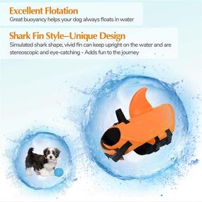 img 1 attached to SUNFURA Dog Life Jacket with Shark Fin, Swimming Vest Offering Superior Buoyancy, Rescue Handle – Ideal for Small, Medium, and Large Dogs (Orange, Large)