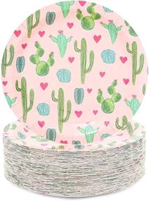 img 4 attached to Cactus Paper Plates for Fiesta Birthday Party & 🌵 Baby Shower - 9 In, 80 Pack - Shop Now!