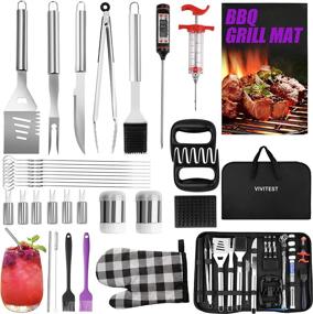 img 4 attached to 🔥 Enhance Your BBQ Experience with VIVITEST 34PCS BBQ Grill Accessories: Premium Stainless Steel Tools Set in a Convenient Carry Bag