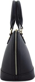 img 2 attached to 👜 Покупайте сейчас: Женская черная сафьяновая классическая сумка-сатчел с молнией на ручке и кошельком.