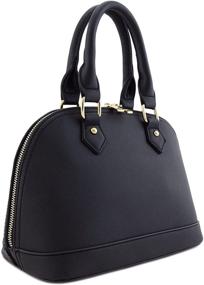 img 3 attached to 👜 Покупайте сейчас: Женская черная сафьяновая классическая сумка-сатчел с молнией на ручке и кошельком.
