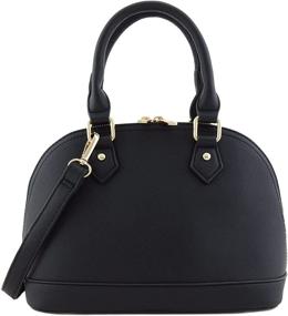 img 4 attached to 👜 Покупайте сейчас: Женская черная сафьяновая классическая сумка-сатчел с молнией на ручке и кошельком.