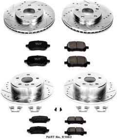 img 1 attached to 🔧 Комплект повышения тормозной производительности - Power Stop K1063 замшевые тормозные колодки Z23 с сверлеными и нарезанными тормозными дисками для передних и задних колес