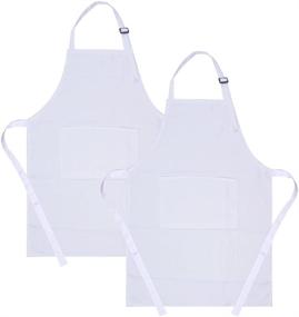 img 4 attached to Colorful SINLAND Kids Apron with Pocket 2 Pack: Perfect for Cooking, Baking, & Painting Activities