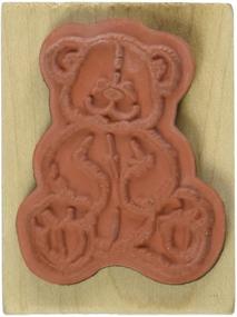 img 1 attached to Rubber Stamp Wood Handle Teddy