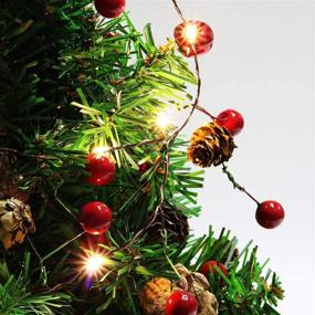 img 1 attached to 🎄 Ncknciz Pine Garlands Battery Operated 6.5FT 20LEDs Christmas Garland Lights with Red Berry and Pine Cone Xmas Tree Decoration - Warm Indoor Lights for Holiday Party Home Decor